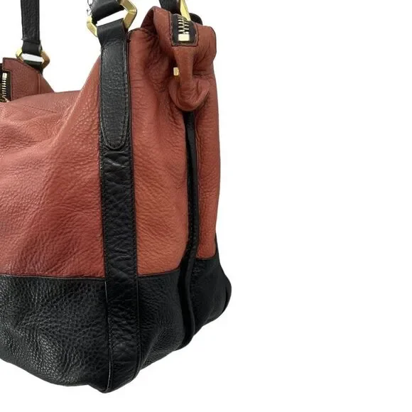 OrYANY Large Multi Pocket Pebble Leather Brown Black Bag - Picture 4 of 16